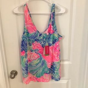 Lilly Pulitzer Gigi V neck top in “Beach Please”